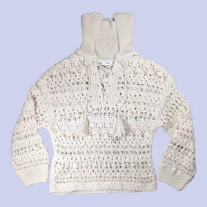 NWT | MNG by Mango | Women's Open Knit Turtleneck Sweater White XS